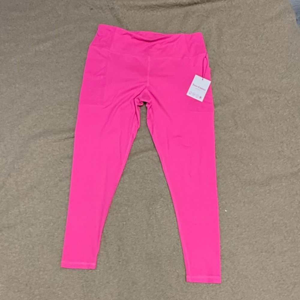 Juicy Couture Sport Pink Leggings with Rhinestone Logo & Pockets - Size L (NWT) - Picture 4 of 13